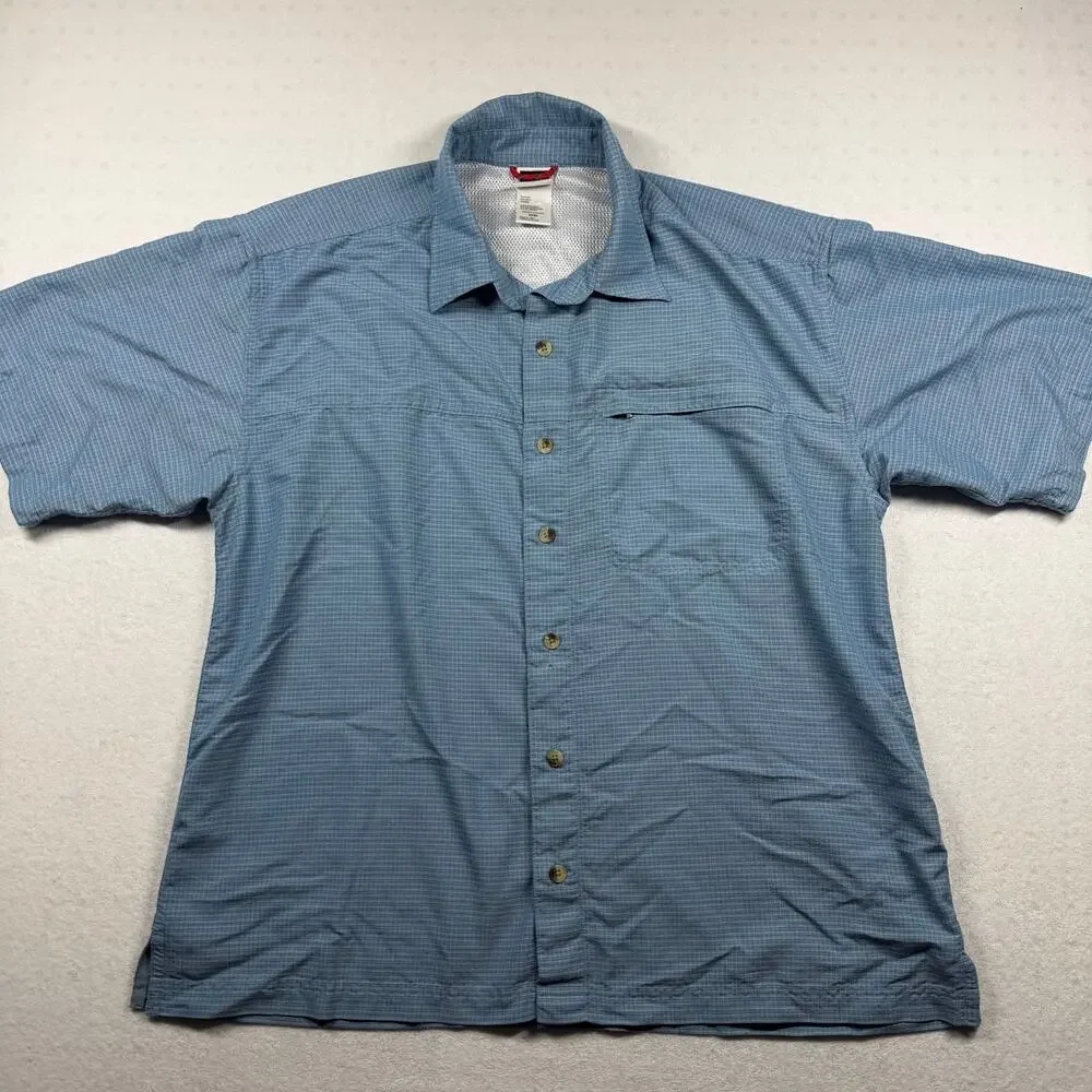 The North Face Button-Up Fishing Shirt Men’s Medium Blue Vented Short Sleeve
